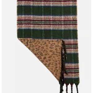 Steve Madden Blanket Wrap Scarf Reversible Plaid Animal Print